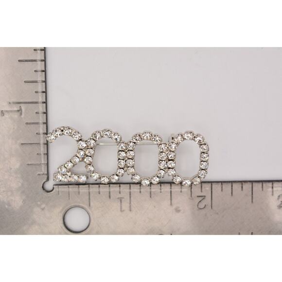 Vintage 2000 Pin Brooch Rhinestone Crystal Silver Tone Sparkling Y2K Bin1 - Picture 12 of 12